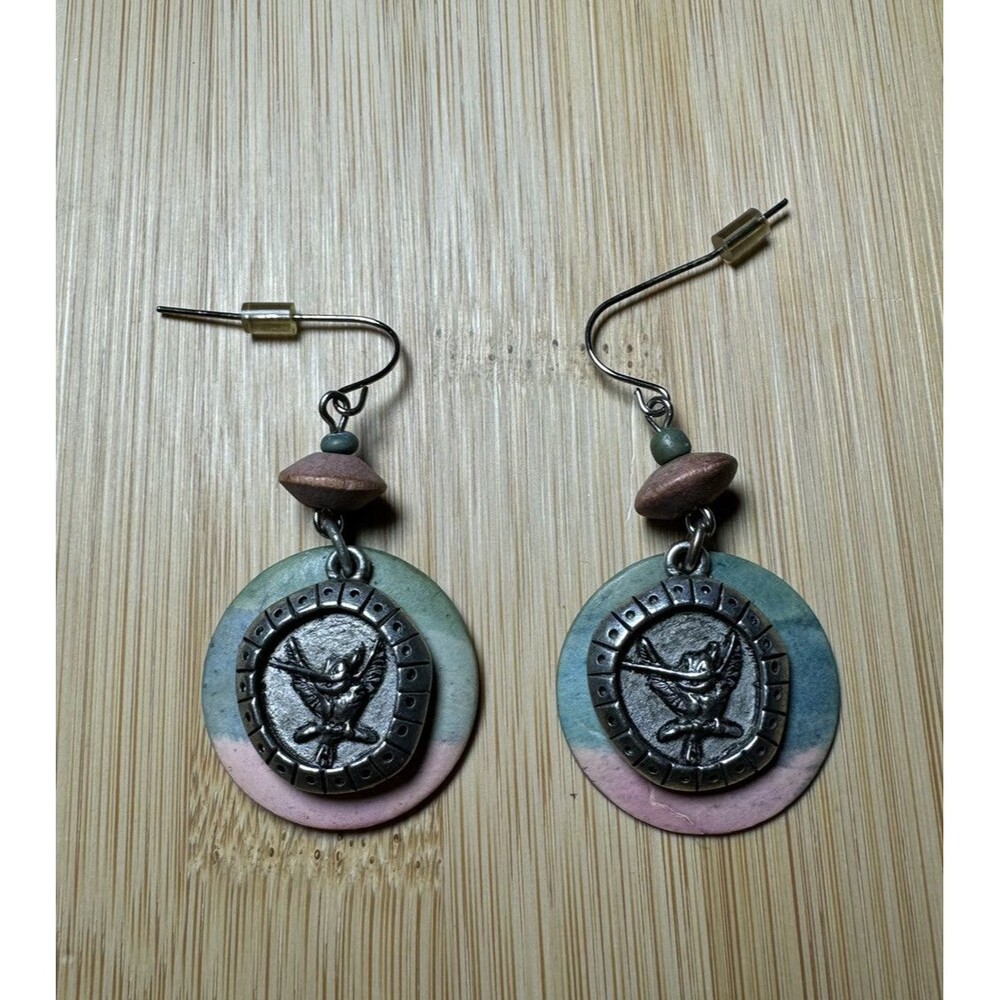 Vintage Pocahontas Disney Flint Hummingbird Earrings Dangle 90s Nostalgia